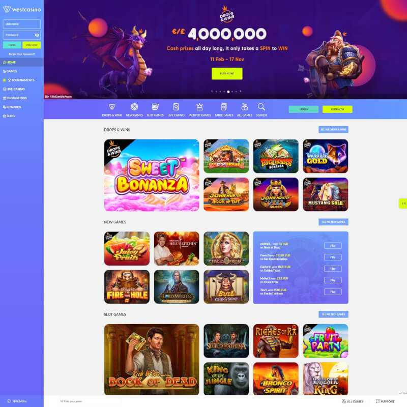 WestCasino screenshot 1
