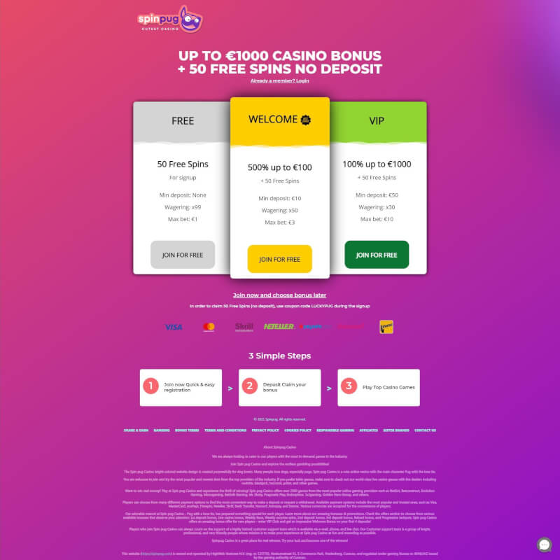 SpinPug Casino screenshot 1