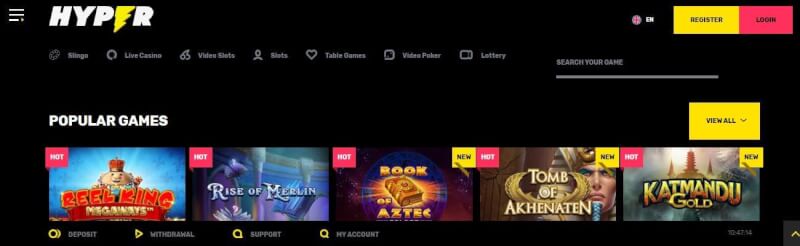 hyper casino website offers casino games, pierwszy dodatkowy depozyt i kampanie dla nowych graczy-logo