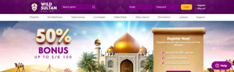 wild sultan casino website provides casino games and promotions for new players-logo