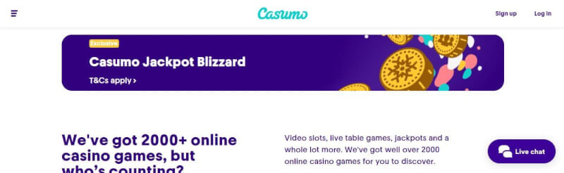casumo casino lobby with over 2000 games and bonuses-logo