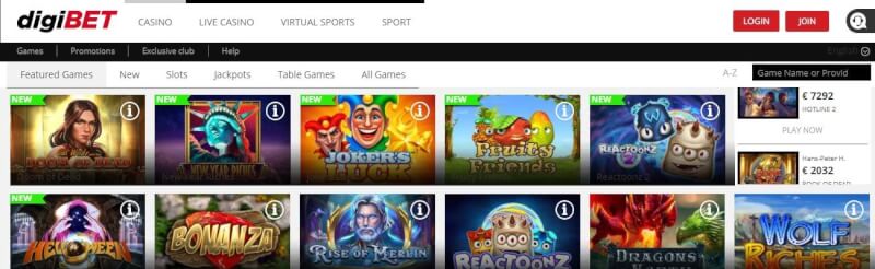 digibet casino website provides gambling games, dodatek do pierwszej wpłaty i kampanie dla nowych graczy-logo