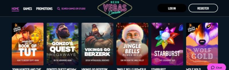 neon vegas casino website provides casino games and promotions-logo