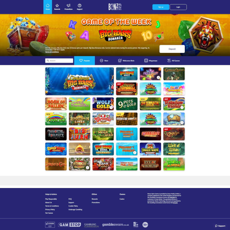 Bonzo Spins Casino screenshot 1