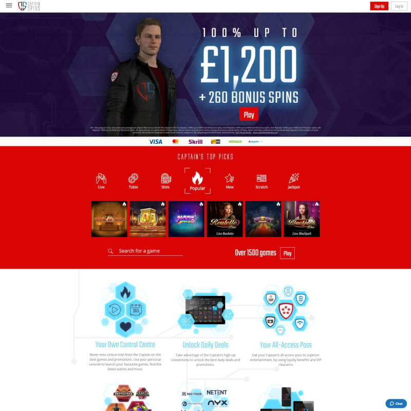 Captain Spins Casino screenshot 1
