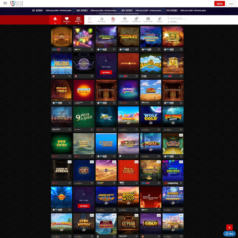 Captain Spins Casino screenshot 2