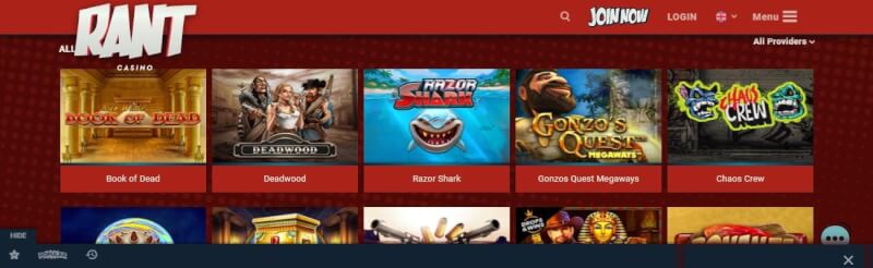 rant casino homepage offers gambling games, dodatek do pierwszej wpłaty i promocje dla nowych graczy-logo