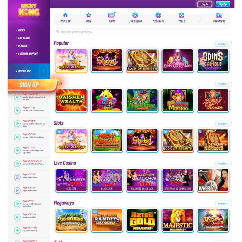 fortunate Kong Casino screenshot 2