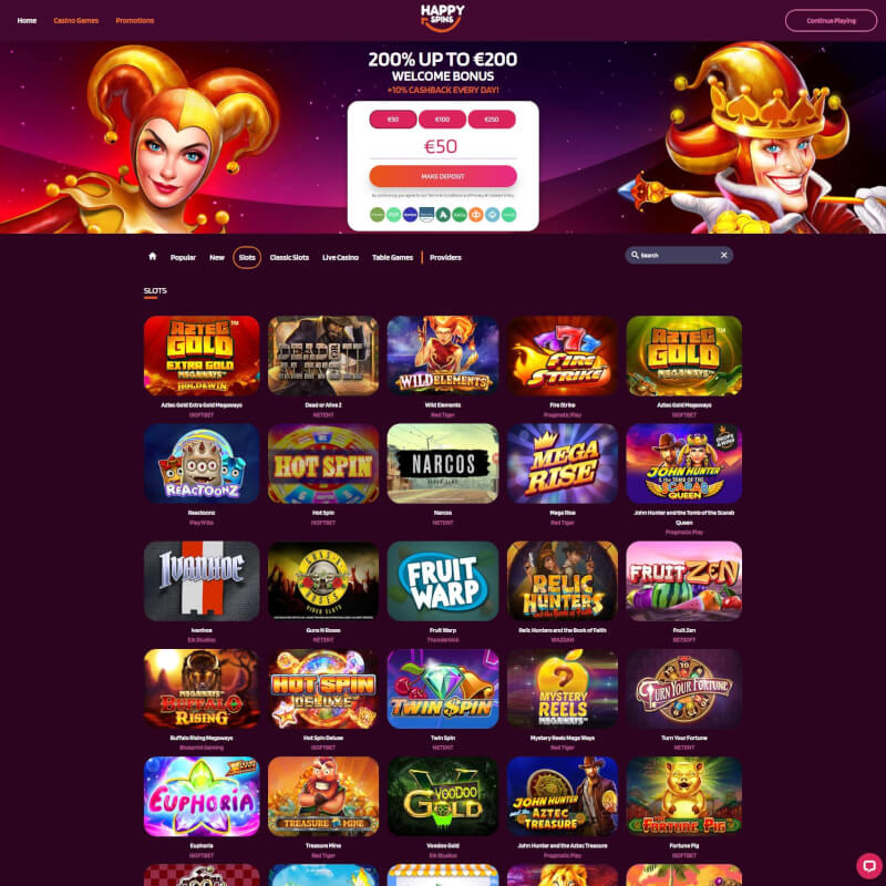HappySpins Casino screenshot 2