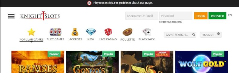 knightslots casino homepage provides casino games, Dodatkowa wpłata i oferty dla zupełnie nowych graczy-logo