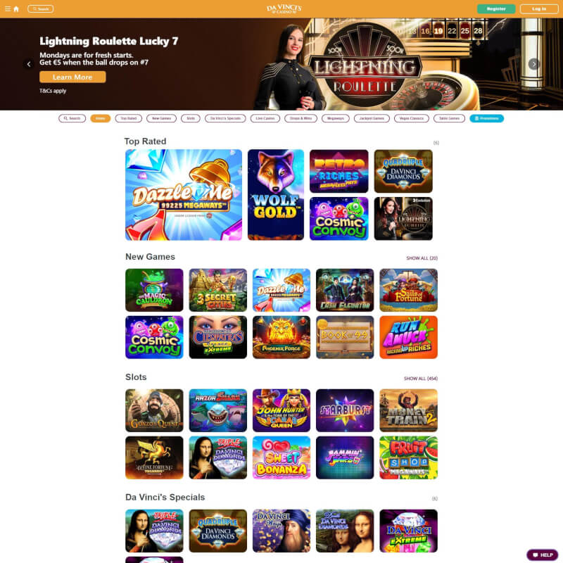 DaVincis Casino screenshot 1
