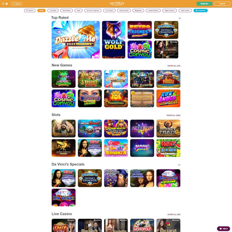 DaVincis Casino screenshot 2