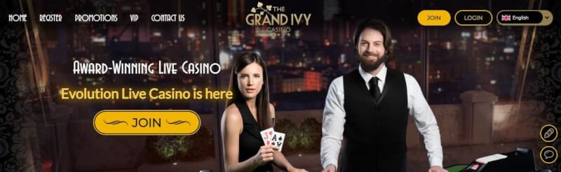 the grand ivy homepage offers casino games, bonus od pierwszego depozytu i oferty dla zupełnie nowego logo gracza